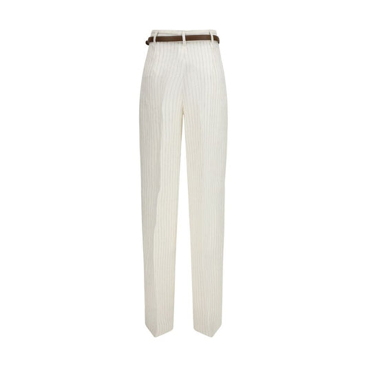 Beige Linen Casual Pants
