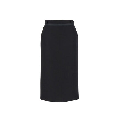 Black Virgin Wool Long Skirt