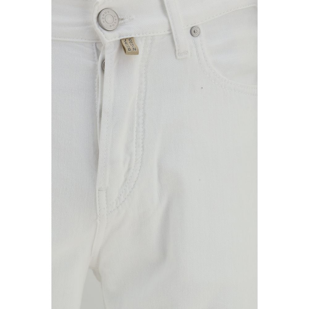 White Cotton Straight-Leg Jeans