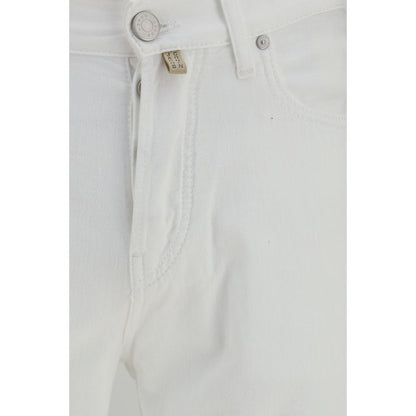 White Cotton Straight-Leg Jeans