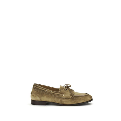 Beige Buffalo Leather Slip-On Loafers