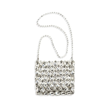 Silver Polyester Shoulder Bag