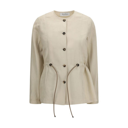Beige Linen Full-Length Jacket