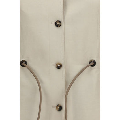 Beige Linen Full-Length Jacket