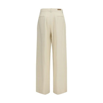 Beige Viscose Casual Pants