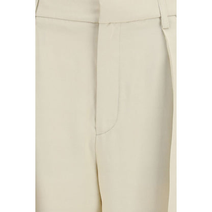 Beige Viscose Casual Pants