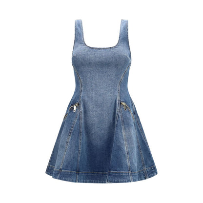Blue Cotton Casual Dress