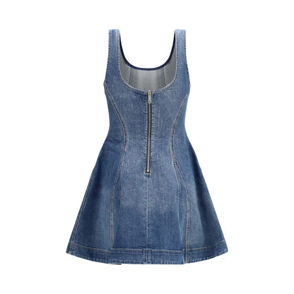 Blue Cotton Casual Dress