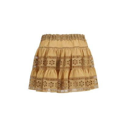 Brown Cotton Mini Skirt