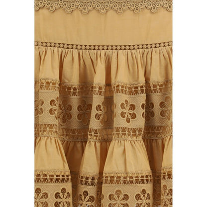 Brown Cotton Mini Skirt