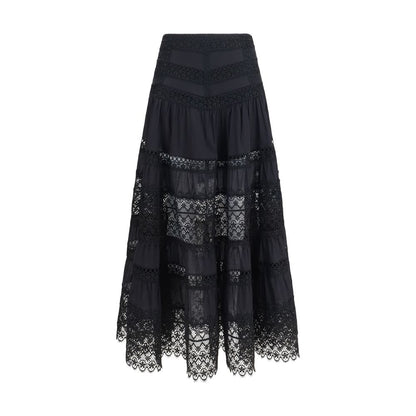 Black Cotton Long Skirt