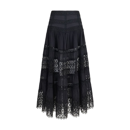 Black Cotton Long Skirt