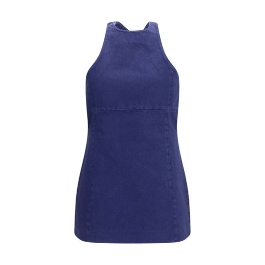 Blue Cotton Casual Dress