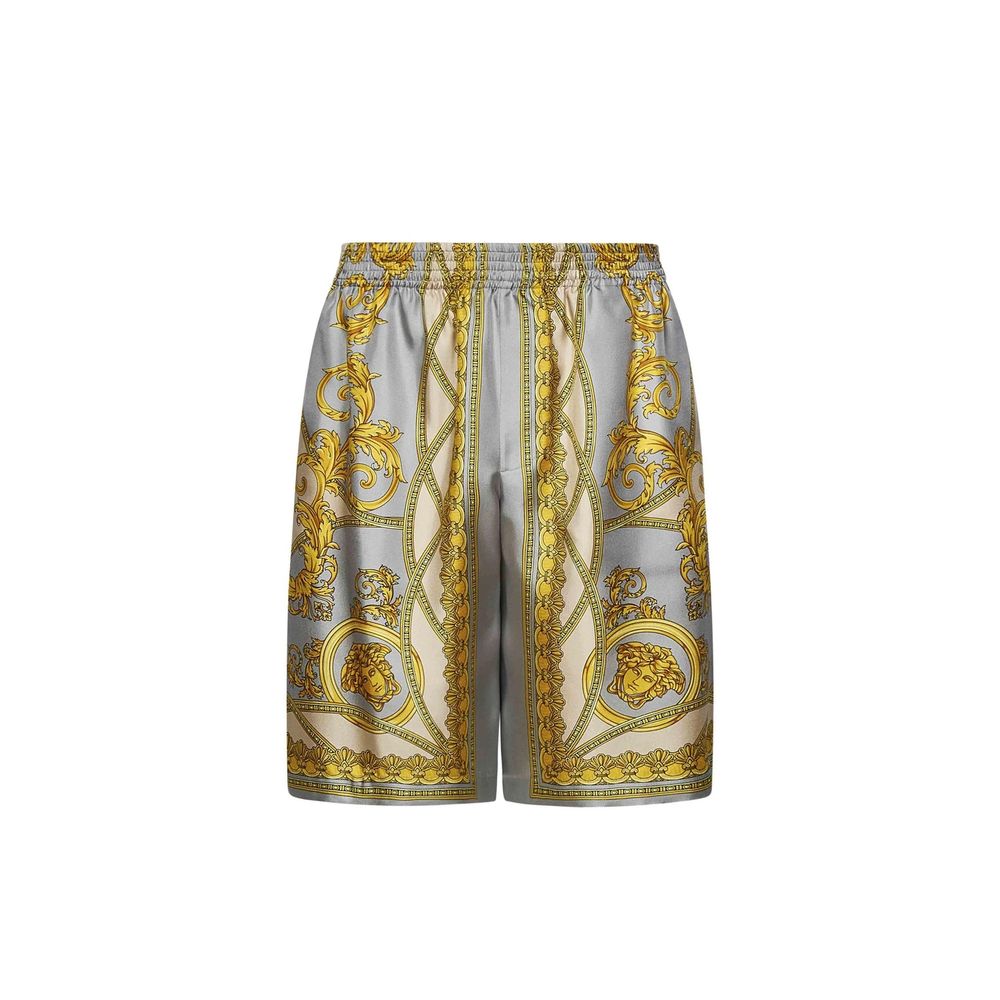 Gray Silk Bermuda Shorts