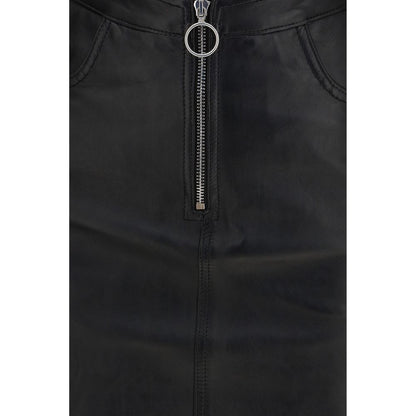 Black Lamb Leather Mini Skirt