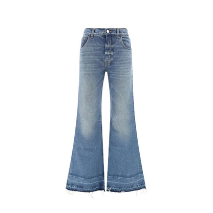 Blue Cotton Bootcut Jeans