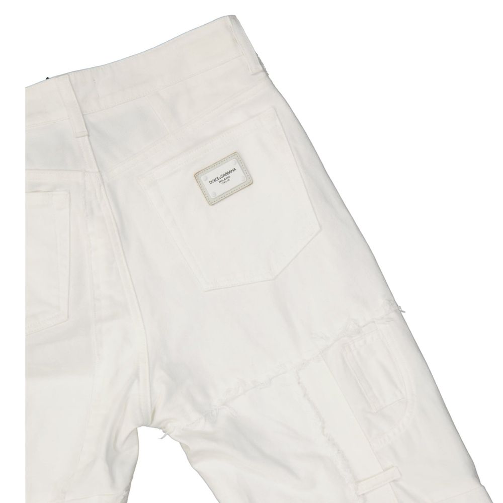 White Cotton Cargo Pants
