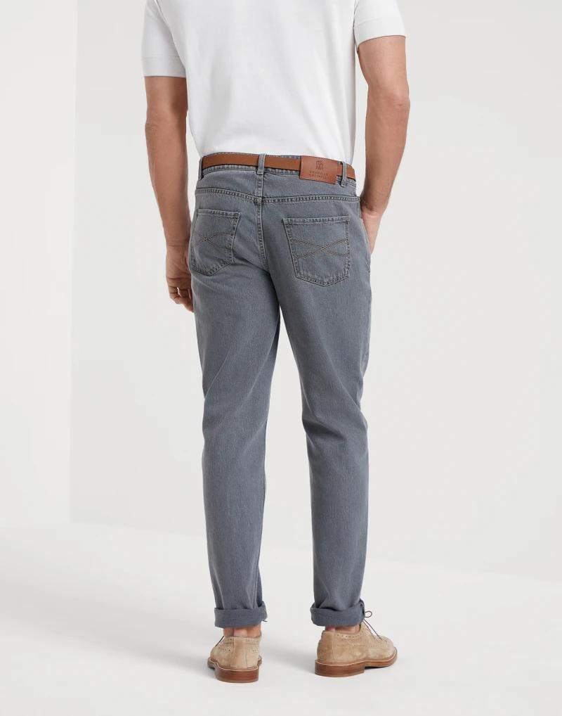 Light Blue Cotton Straight-Leg Jeans