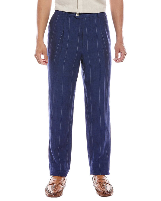 Blue Linen Casual Pants