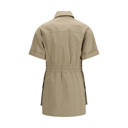 Beige Cotton Casual Dress