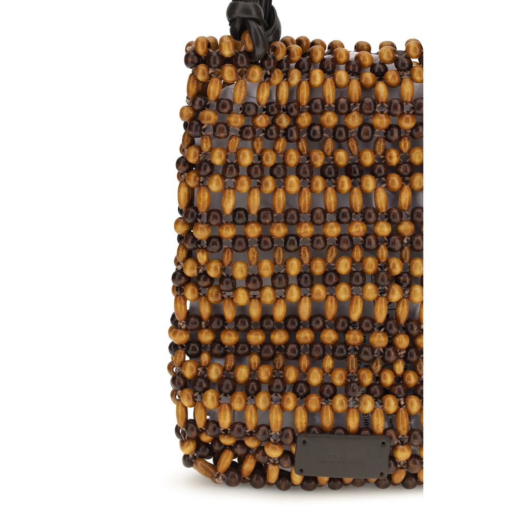 Brown Wood Shoulder Bag