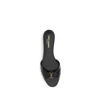 Black Calf Leather Bos Taurus Flat Sandals