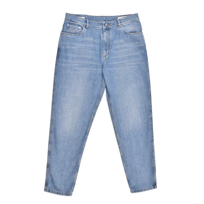 Blue Cotton Straight-Leg Jeans