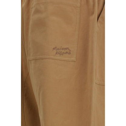 Beige Cotton Casual Pants