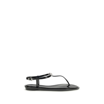 Black Rubber Flat Sandals