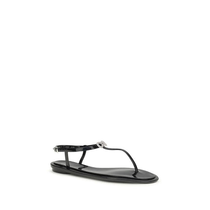 Black Rubber Flat Sandals