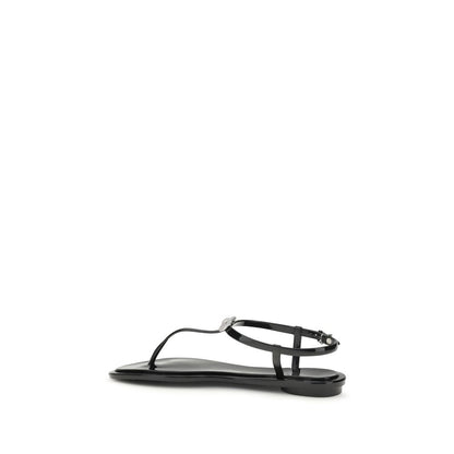 Black Rubber Flat Sandals