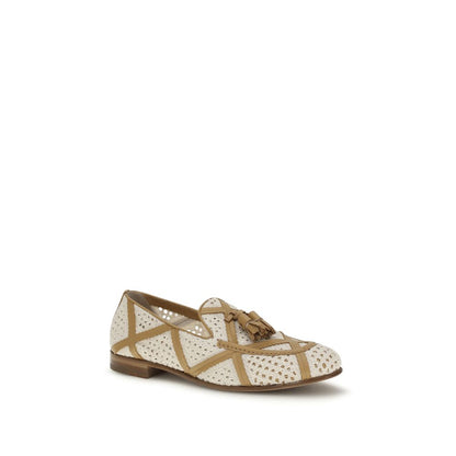Beige Linen Slip-On Loafers