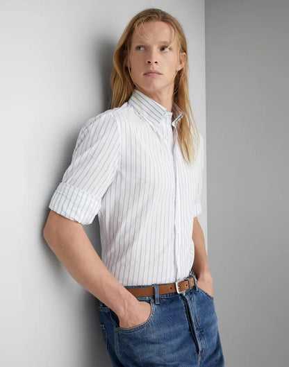 Bicolor Cotton Pattern Shirt