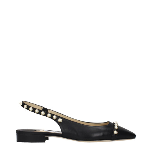 Black Leather Flats