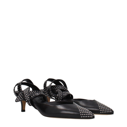 Black Leather High Heel Pumps