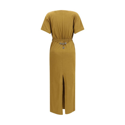 Brown Cotton Casual Dress