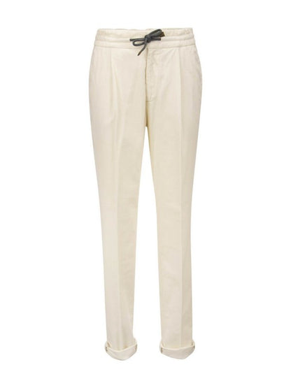 White Cotton Casual Pants
