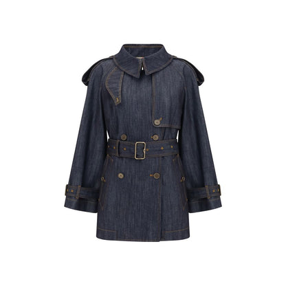 Blue Cotton Trench Coat