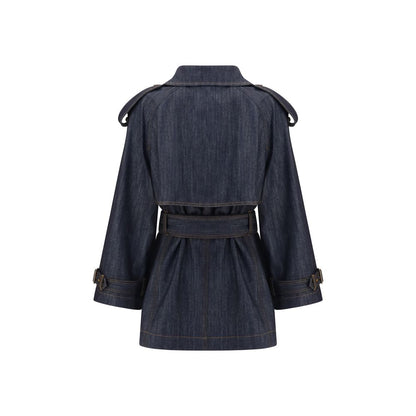 Blue Cotton Trench Coat