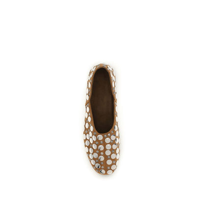 Beige Calf Leather Bos Taurus Ballet Flats