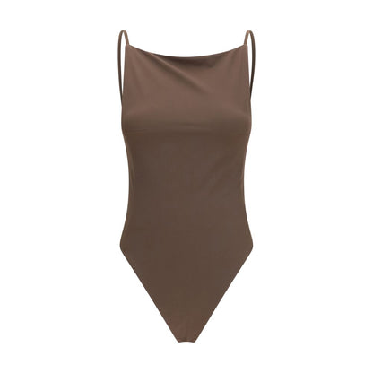 Brown Polyamide One-Piece Swimsuit