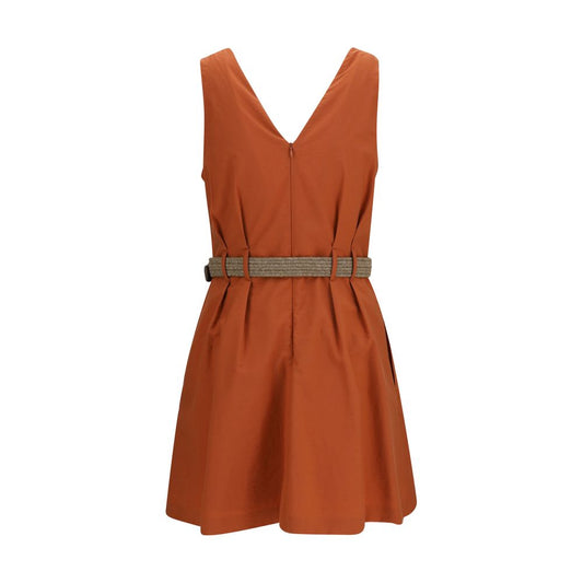 Orange Cotton Casual Dress