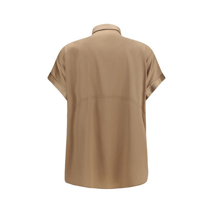 Beige Silk Shortsleeve Shirt