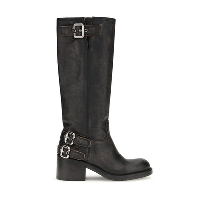 Black Calf Leather Bos Taurus Ankle Boots