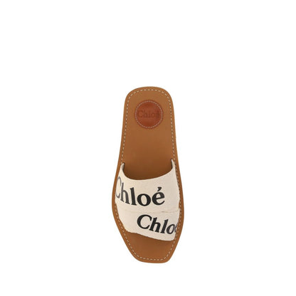 White Cotton Flat Sandals