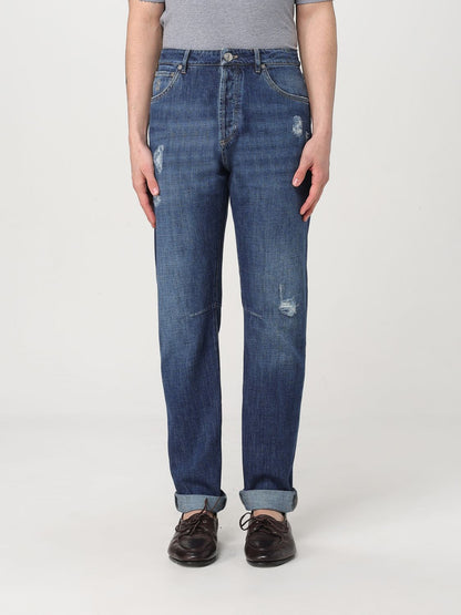 Blue Denim Straight-Leg Jeans