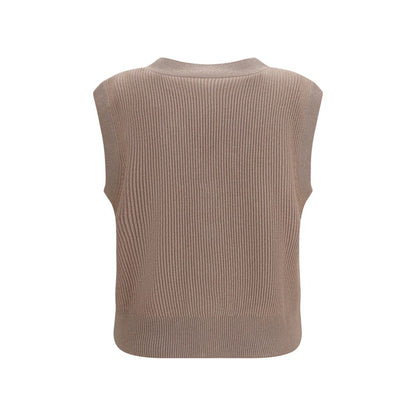 Beige Cashmere Sleeveles Sweater