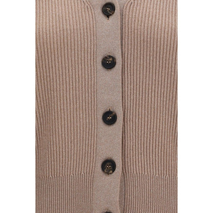 Beige Cashmere Sleeveles Sweater