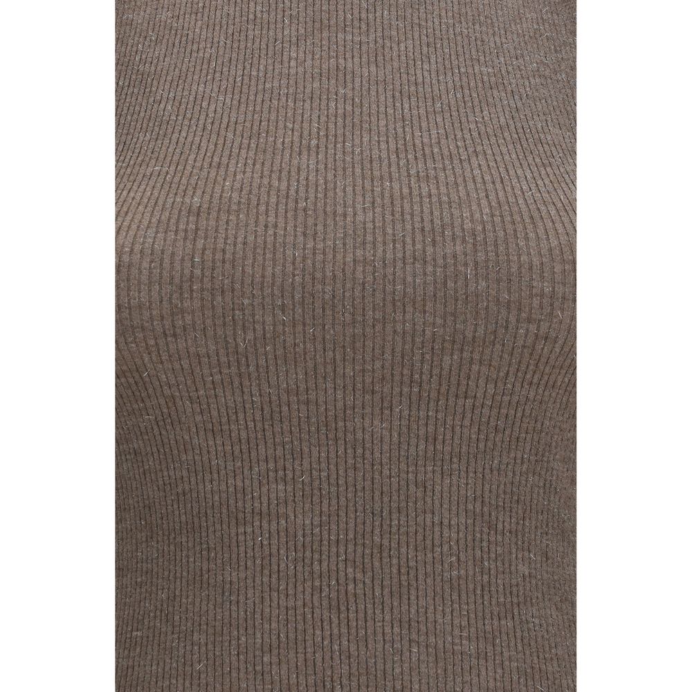 Brown Cashmere Sleeveles Sweater