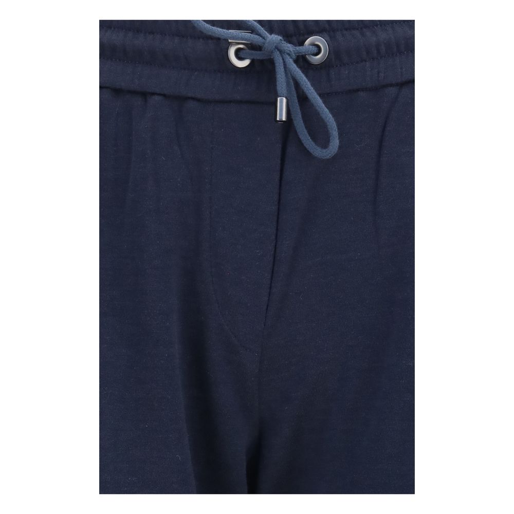 Blue Polyamide Casual Pants